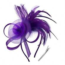 Fascinators Hat Flower Mesh Feathers Headband Derby Hat Clip Tea Party Headwear And Lace Gloves With Bows For Women, School Stuff, Gifts, Wedding - Multicolor - View 9