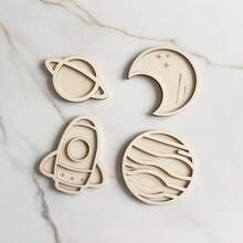 4pcs Newborn Baby Birthday Party Decorations, Photo Props, Creative Commemorative Gifts, Suitable For Baby Christening, Easter Gifts, For Both Baby Boys And Girls - Wood Color - View 4