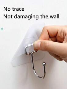 10pcs Heavy Duty Stainless Steel Adhesive Hooks - Large, Rust-Resistant & Water-Proof For Towels, Coats, Robes - Perfect Space-Saving Wardrobe, Bathroom & Dormitory Accessories