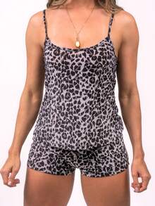 Women's Summer Pajama Set With Thin Straps And Shorts