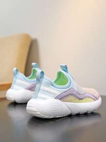 Zapatillas para niños de primavera/otoño, con diseño de malla individual ligero y con cierre deslizante, transpirable y cómoda con puntera anti-colisión, adecuada para uso diario y deportivo