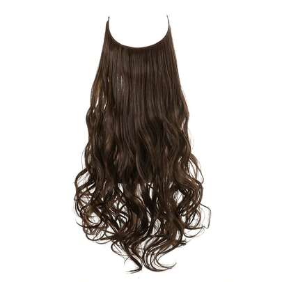 隐形钢丝接发，脏金色发根，自然波浪卷发片，女士合成接发，12/14/16/18/20/22/24英寸，深棕色/金色，无需夹子
