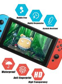 2pcs Switch Tempered Glass Screen Protector, High Definition, Touch Sensitive, Water-Resistant, Fingerprint-Proof, Anti-Drop, Anti-Scratch, Compatible With Switch/Switch Lite/Switch OLED/Switch 2