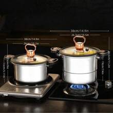 304 Stainless Steel Low Pressure Cooker, Multi-Functional Soup Pot, Household Pressure Cooker Suitable For Induction Cooktop, Gas Stove. Large Capacity Stewing Pot