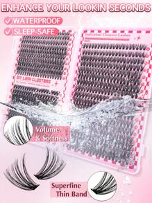 740/280PCS D Curl Individual Lash Clusters 30D+40D+50D 3 Styles 9-16mm Lash Clusters Natural Look&Waterproof&Super Light Reusable Individual Segmented False Eyelashes Eyelash Extension Kit With Make Up Tools Bond And Seal&Lash Tweezer&Lash Brushes For Self Use At Home For Daily Life&Wedding&Dating&Party&Travel