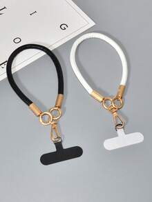 1pc Leather Short Phone Lanyard Wristband, Fashionable High-End Outdoor Wrist Strap, Keychain Sturdy Lanyard Gifts For Mother, Family, Friends, Birthday, Holiday Phone Charm, Phone Chain