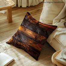 1pc 17.7*17.7in(45*45cm) Realistic Tree Texture Printed Polyester Pillow Cover [No Pillow Insert Included], Single-Sided Printing, Nature Scenery Cushion Cover For Sofa, Living Room, Bedroom, Car, Office, Hotel, Gift For Family & Friends, Home Decor