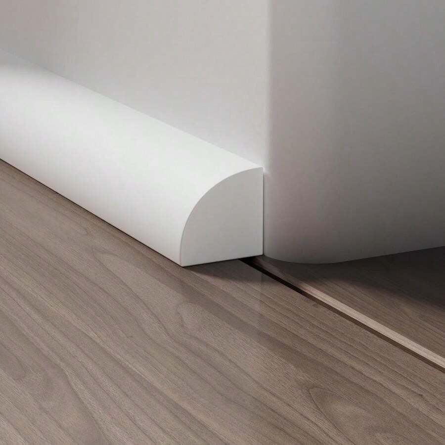 Moldura flexible de cuatro lados, autoadhesiva, moldura de esquina, moldura de goma impermeable de cuatro lados, adecuada para usar en pisos, baños y encimeras (0.7" An x 0.86" Al x 158" L, Blanco) - Blanco - Ver 1