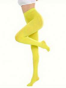 1件装女士纯色连裤袜，采用涤纶混纺面料，添加可可纤维和超弹力纤维，针织面料，弹力透气，适合派对装扮，建议手洗（请根据您的身材选择尺码，以获得最佳穿着效果！） - 彩色 - 查看 34