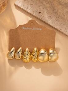 6-18 件几何纹理环状水滴金色优雅波西米亚耳环，适合送给家人和朋友的礼物，节日礼物（带纸卡包装）