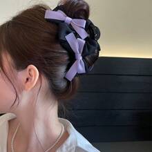 1 Stück Damen Einfarbige Doppelseitige Haarklammer mit Schleife, elegantes vintage Haaraccessoire geeignet für den täglichen Gebrauch Haarzubehör Elegante Haarklammer Damen Haarklammern
