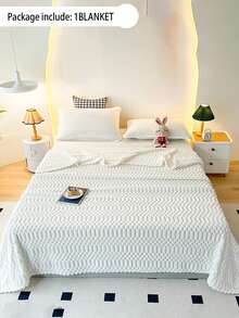 1 件奶油白色毛绒羊毛卷边柔软舒适毛毯，适用于卧室、客房 - 白色 - 查看 8