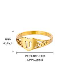 复古不锈钢首字母多尺寸戒指，18K 镀金防褪色女士情侣戒指，字母婚礼金饰，派对度假配饰礼物 - 字母 - 查看 59