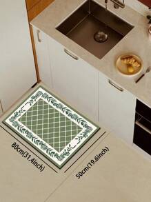 1 pezzo Tappetino da cucina in diatomite, con motivo a rombi verdi e marroni, design a grano, stile minimalista di lusso, che allevia la fatica in cucina, impermeabile e resistente allo sporco, spessore 3mm, personalizzabile, tappetino in silicone morbido e confortevole, con strato superiore in tessuto, strato intermedio in spugna e strato inferiore in gomma, adatto per cucina, bagno, ingresso, lavanderia