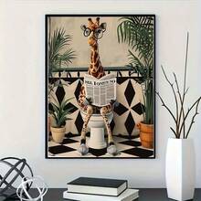 1 Set Adult Animal Toilet Giraffe Digital Oil Painting Kit - Canvas, Acrylic Paint Art Set, Unframed 40x50cm/16x20 Inch - Multicolor - View 4