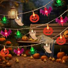 1 件万圣节主题混合 LED 灯串，节日氛围灯，恐怖主题。适用于家居装饰、万圣节装饰、鬼屋、派对活动和其他装饰照明 万圣节装饰灯 家居装饰 派对装饰 万圣节装饰 房间装饰 万圣节花园装饰 可作为礼物 仙女 - 暖白色 - 查看 2