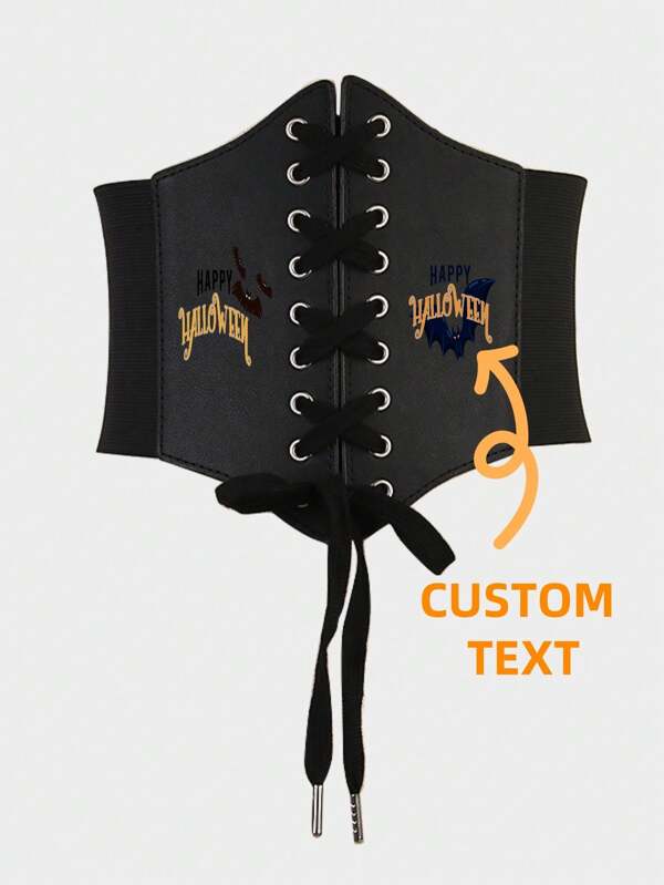 1 pieza Cinturón elástico autoadhesivo con patrón de gráficos y letras personalizadas impresas, se adapta a vestidos y ropa, se puede imprimir texto, gráficos festivos y patrones conmemorativos, accesorio de moda para fiestas, vacaciones, cumpleaños, regalos para seres queridos