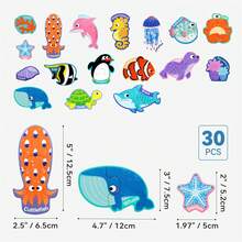 ODAPTO 30 片趣味海洋动物磁性拼图 - 适合 3 岁以上儿童的彩色拼图 - 适合 3-5 岁幼儿的磁性教育学习玩具，可培养手眼协调能力 - 多色. - 查看 3