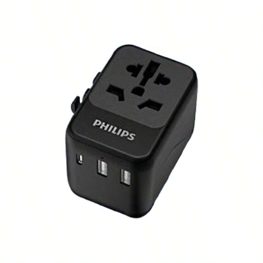 PHILIPS SPB1005B/93 Portable Adapter, 4-Port Fast Charging, Charge 4 Devices Simultaneously, Ideal For Vlogging And Overseas Travel, Compatible With 200+ Countries And Regions - View 1