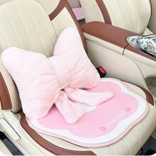 1PC Pink Bow Pillow Car Interior Seat Decoration, Cute And Comfortable Car Neck Pillow Plush Warm Bow Seat Waist Pillow Pillow Pillow, Home Pink Bow - 彩色 - 查看 7