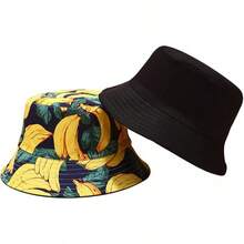 Reversible Bucket Hat For Women, Cute Beach Fisherman Style - Banana - View 8