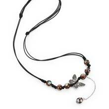 1 件女士波西米亚风格复古蝴蝶吊坠多层可调节手工串珠项链 - 棕色 - 查看 14