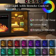 Fireplace TV Stand With 18" Fireplace, Up To 65" TVs, 58" Entertainment Center, With 20 Color Lights, TV Media Console With Storage Cabinets For Living Room - BLACK-58inch - 查看 3