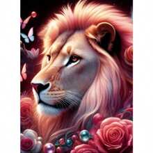Gorgeous Lion 5D DIY Diamond Painting, Round Diamond Art Home Decor, Adult Handmade Diamond Painting, Essential Holiday Gift