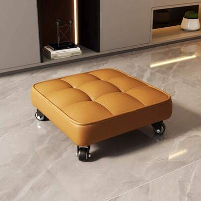 100kg容量轮式换鞋凳，轻便皮革换鞋凳，家庭入口滑动鞋架，软垫皮革脚凳，客厅装饰软垫鞋凳