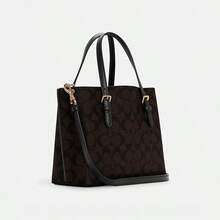 Coach Mollie Tote Bag 25 In Signature Canvas - 胡桃木黑 - 查看 3