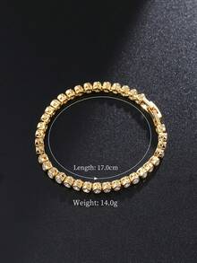 1 件优雅时尚圆形锆石手链，百搭珠宝配饰，适合女性日常佩戴或参加派对