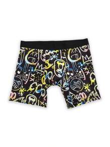 10 Random Pack Men's Boxer Briefs, Christmas Style, Santa Claus And Gingerbread Man Prints, Graffiti Pattern, Comfortable Everyday Men's Underwear,Christmas Surprise Gift