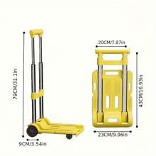 قطعة واحدة عربة يد قابلة للطي متعددة الاستخدامات، تصميم هادئ، بناء سميك، خفيفة الوزن، مناسبة لاستخدامها في المنزل والمستودع والسوبر ماركت، متوفرة باللون الرمادي والأصفر والكريمي