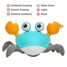 爬行螃蟹玩具，趣味互动跳舞行走移动玩具感官感应螃蟹带音乐，螃蟹玩具男孩女孩儿童生日礼物 - 彩色 - 查看 15