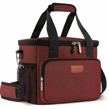 Local Shipping-Femuar Reusable Lunch Box For Men/Women - Insulated Lunch Bag Leakproof Lunchbox For Work Office Picnic Beach - Freezable Lunch Cooler Bag With Adjustable Shoulder Strap - Black - 05-Red - 查看 1