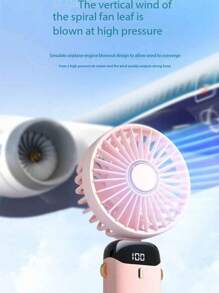 1 pieza Mini ventilador de mano USB unisex, esencial de verano, a juego de colores, de pie, plegable, de 5 aspas, 5 velocidades, silencioso, con indicador de batería, adecuado para exteriores, camping, viajes, playa, deportes, oficina, escuela, fiestas en la piscina, uso diario