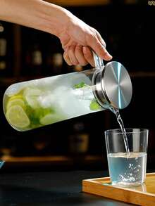 1pc Cold Water Jug With Tap And Removable Filter - Home Kitchen, Camping, Party Beverage Dispenser, Clear Plastic Beverage Container With Handle, Portable Water Bottle, Kitchen Essential, Fashion Design, Lid Design - Multicolor - View 4
