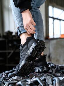 UMBURLLY 女鞋，钢头设计，防砸，防刺穿，凯夫拉中底，透气鞋面，适合办公室、车间、工厂、工作 - 黑色 - 查看 5