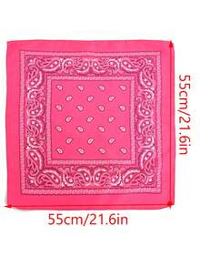 1pc Unisex Cashew Print 21.65" X 21.65" Bandana, Versatile For Outdoor Cycling, Neck Warmer, Headwrap For Dress - Hot Pink - View 5