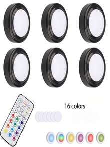 3pcs/6pcs LED Round Lights, Wireless Battery Powered With Remote Control, Magnetic Stick-On Lamps, Suitable For Hallway, Bathroom, Bedroom, Kitchen, Cabinet, Stairs And Other Home Decor - Hockey Light - View 17