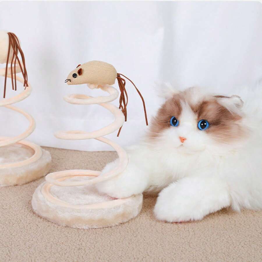 1 件新款猫玩具 - 螺旋钢丝弹簧剑麻布圆盘猫抓板，款式随机