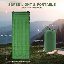 Camping Sleeping Pad With Pillow: Extra Thick 4.7 Inch UltraLight Self Inflating Air Mattr Lightweight Compact Inflatable Sleep Mat For Backpacking Hiking Tent Olive Green - OliveGreen - View 7