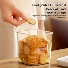 4pcs/Set 15.22oz+25.36oz+43.96oz+Manual Pump, Modern Vacuum Sealed Food Storage Containers, Ideal For Food And Grains, Fridge Storage Boxes And Containers, Fridge Organizer And Replacement Boxes, Fridge Organizer Kit