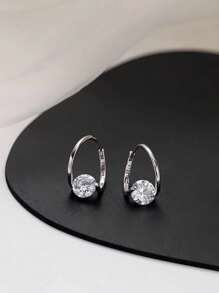1 peça de brincos de prata esterlina de 1 quilate, colar de diamantes de prata esterlina simples e elegante, joia leve de luxo com corrente de zircônia de alta qualidade