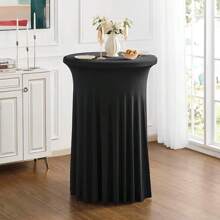 32" x 43" (ca. 81,3 x 109,2 cm) schwarzer runder Cocktail-Tisch Rock | Spandex Stretch passgenauer Tischbezug | knitterresistent, fleckenresistent, maschinenwaschbar für Bars, Hochzeiten, Partys und Veranstaltungen
