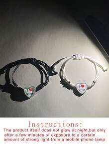 ATLVXJL 2 pièces Ensemble de bracelets lumineux pour couples "J'AIME MON PETIT AMI" et "J'AIME MA PETITE AMIE", ensemble de bijoux de mode décontractée, cadeau pour les couples, convient pour un port quotidien et les jours fériés (Saint-Valentin, Halloween)
