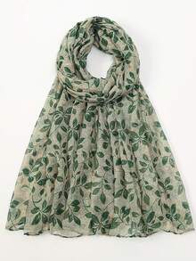 1 件花卉印花休闲可爱优雅街头风格涤纶（涤纶）巴厘岛雪纺围巾，适合春、夏、秋、冬