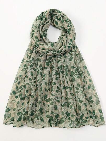 1pc Floral Print Casual Cute Elegant Streetwear Polyester (Polyester) Bali Chiffon Scarf, Versatile For Spring, Summer, Autumn, Winter