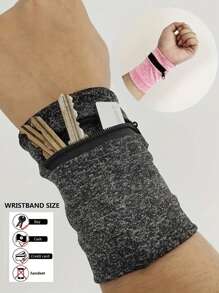 Bolsa de muñeca deportiva para exteriores con cremallera, bolsa de almacenamiento oculta multifuncional, cartera privada, bolsa para teléfono móvil de ciclismo, bolsa para el brazo de fitness, bolsa de muñeca, cartera de almacenamiento para correr, accesorios de viaje, accesorios de mujer y niña grandes, horquilla de pelo invisible, anillo de pelo negro, accesorios de viaje, vacaciones, verano, vuelta al colegio