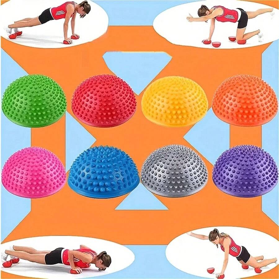 1 个充气半球 - 耐用 PVC 健身球，用于核心锻炼、平衡训练和肌肉放松，鲜艳的随机颜色，适合家庭健身房和身体放松，运动配件，质地柔软，放松，平衡设计，替代锻炼，健身爱好者 - 彩色 - 查看 1